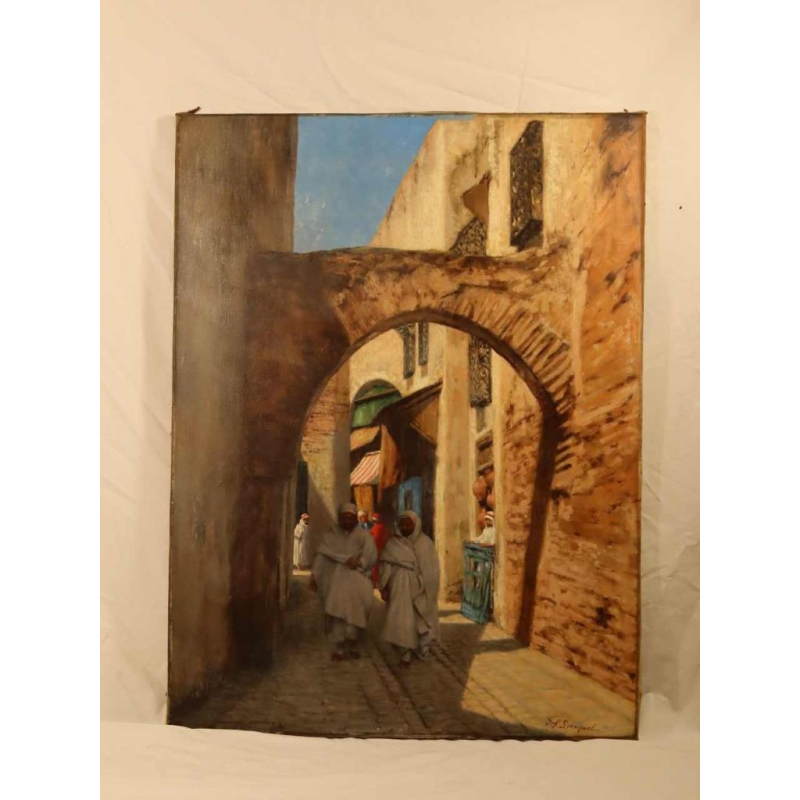 Jef LEEMPOELS 'een straat in Tunesië' oriëntalistisch schilderij, olieverf op doek