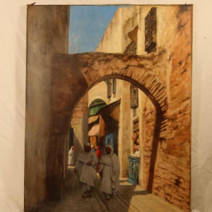 Jef LEEMPOELS 'een straat in Tunesië' oriëntalistisch schilderij, olieverf op doek