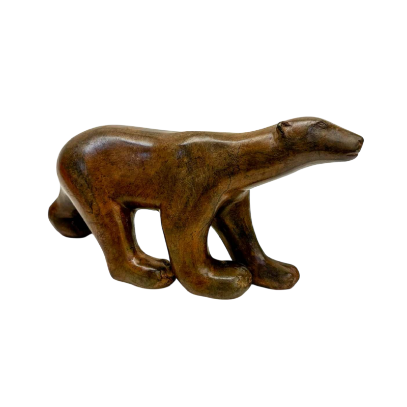 Pierre Chenet, Pompom polar bear, bronze sculpture, shaded brown patina