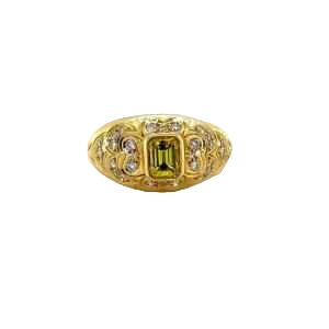 Yellow gold diamond & emerald cut ring