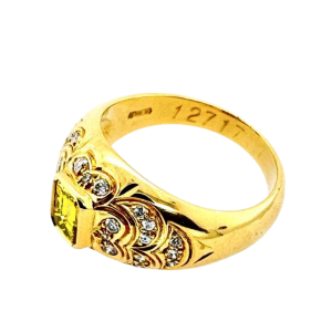 Bague or jaune diamant &Diamants taille émeraude