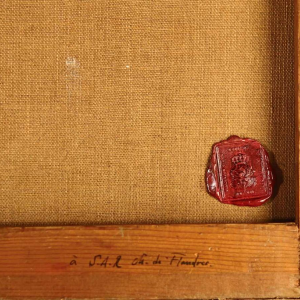 Alfred BASTIEN 'Chevaux et caravane dans le désert marocain, tableau orientaliste, huile sur toile, ca 1900