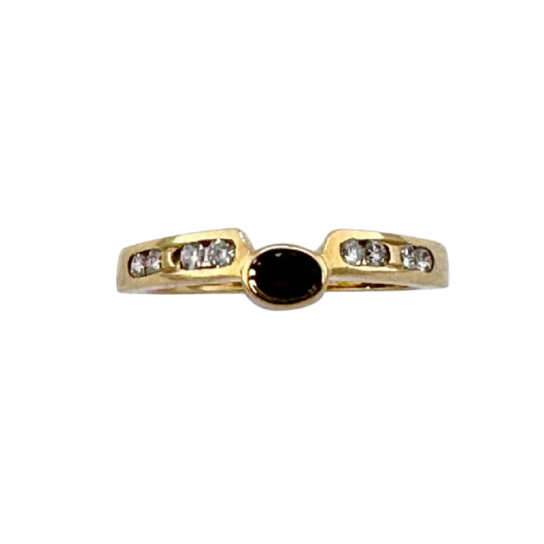 Yellow gold ring with diamonds & rubies