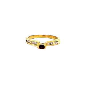 Bague or 18kt. jaune avec diamants & rubis