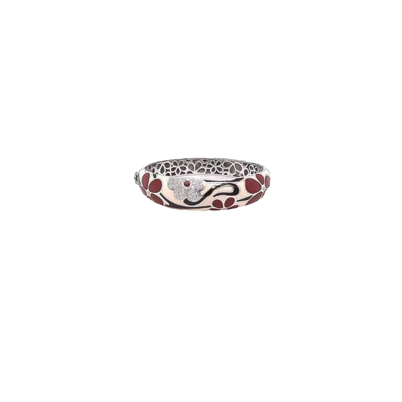 Armband, 18 kt wit goud met diamanten & email