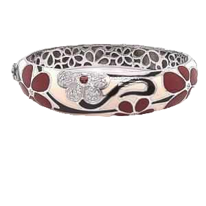 Bracelet, 18ct white gold with diamonds & enamel
