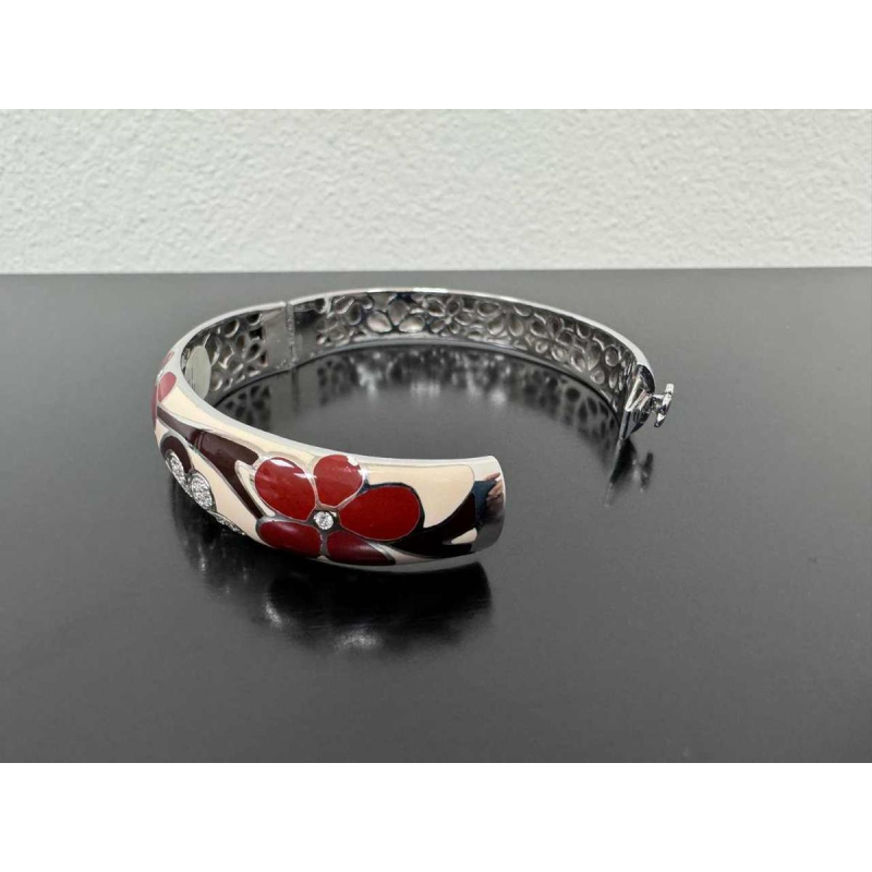 Bracelet en or blanc 18ct avec diamants & émail