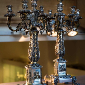 Rare pair of solid silver and gilt candelabras, Naples - Kingdom of the Two Sicilies 1832-1835