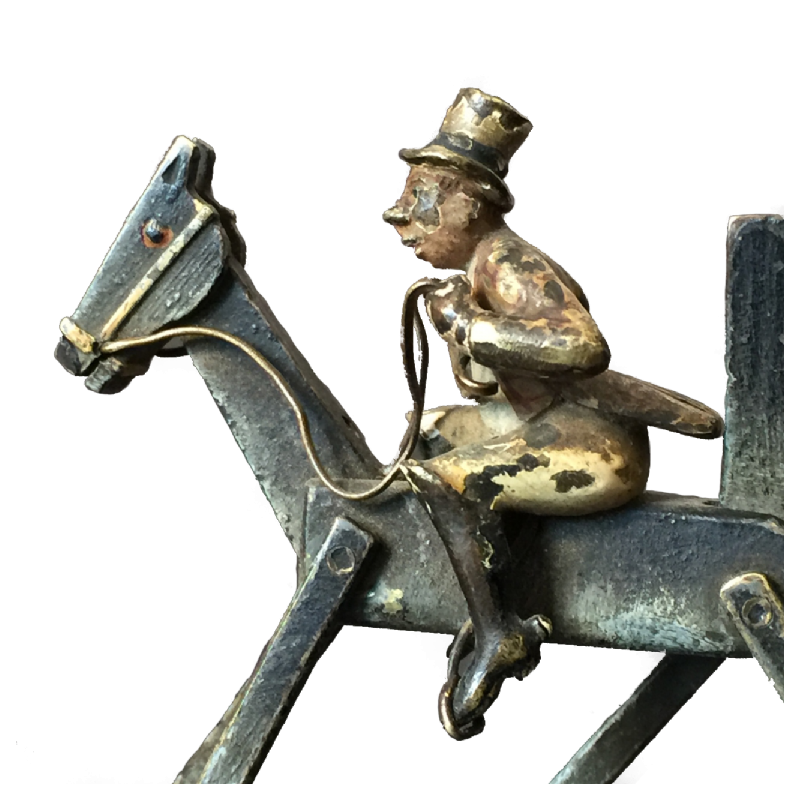Sculpture - Bronze de Vienne articulé - Jockey sur cheval - circa 1900