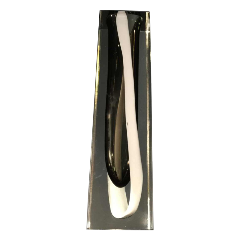 FLAVIO POLI pour SEGUSO MURANO, Vase SOMMERSO , bande blanche et noire