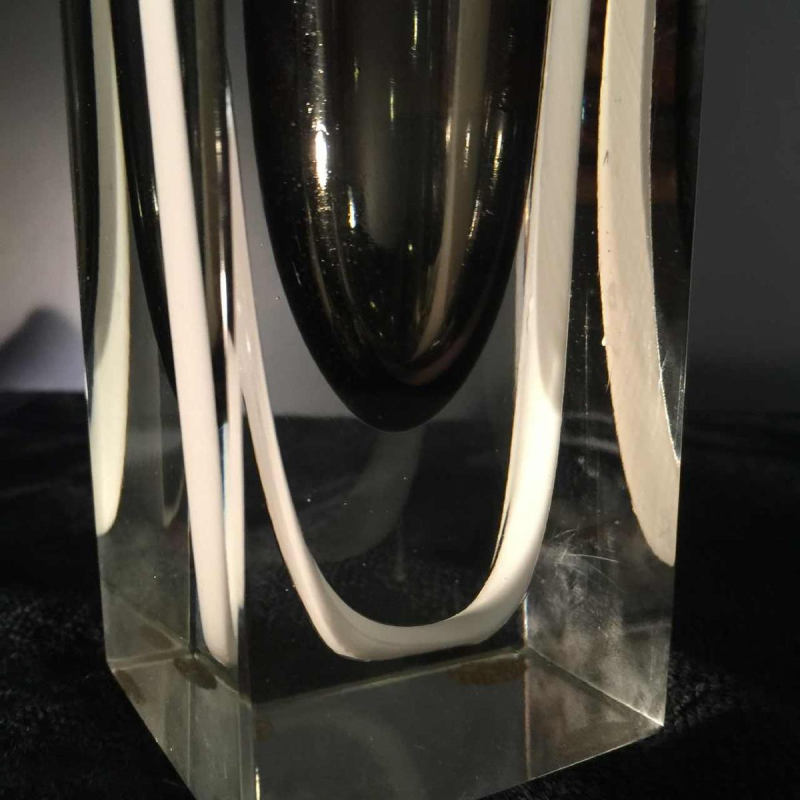 FLAVIO POLI for SEGUSO MURANO, SOMMERSO vase, white and black stripe