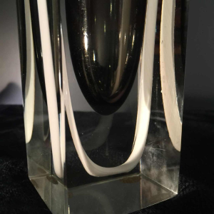 FLAVIO POLI for SEGUSO MURANO, SOMMERSO vase, white and black stripe