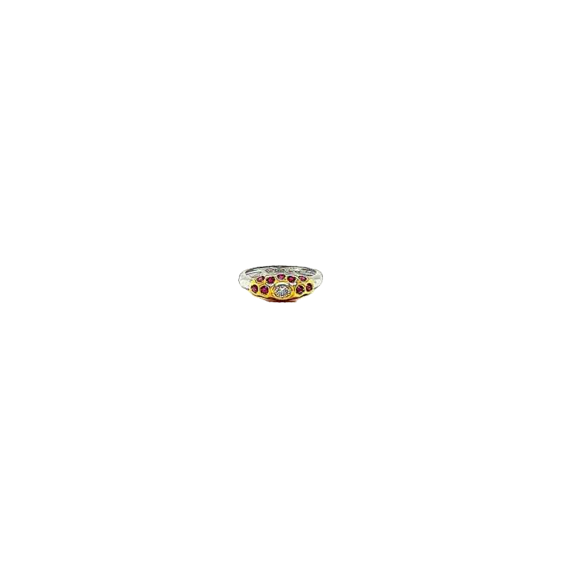 Platina ring met diamant en robijn