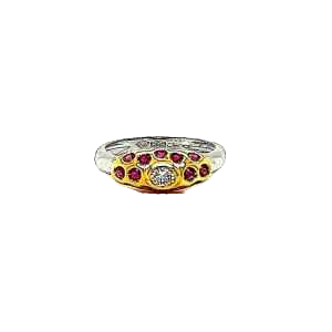 Bague en platine avec diamant & rubis