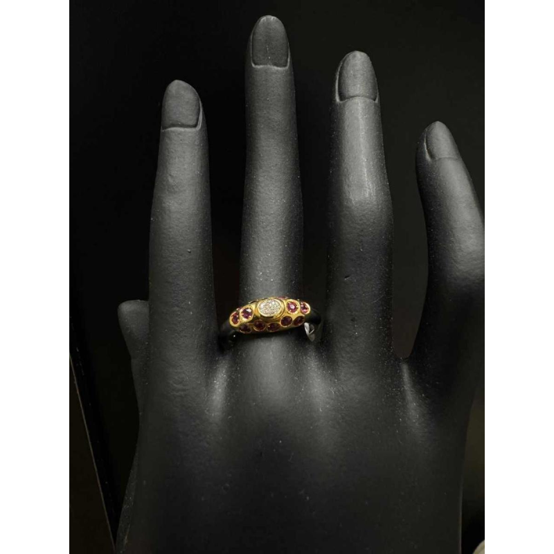 Bague en platine avec diamant & rubis