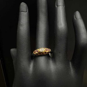 Platinum ring with diamond & ruby