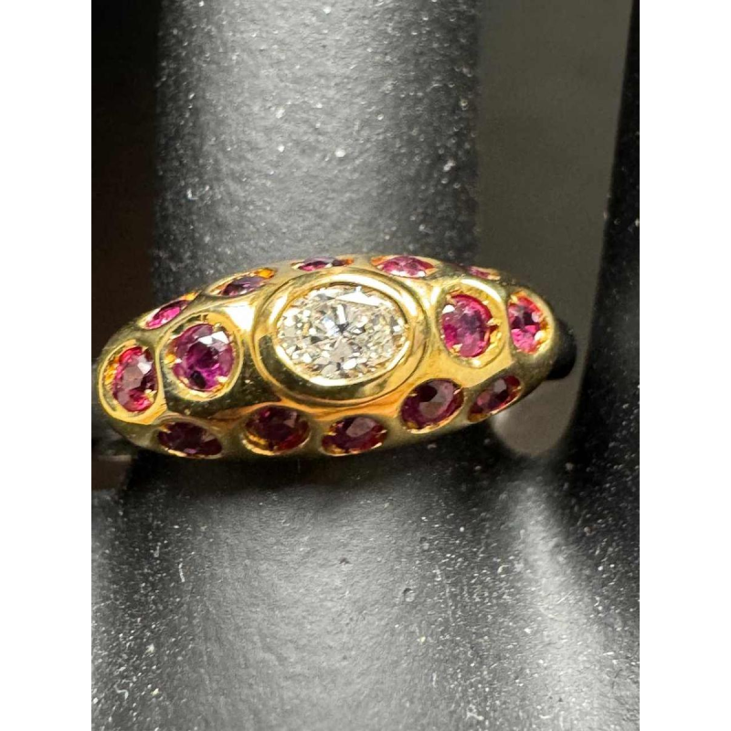 Bague en platine avec diamant & rubis