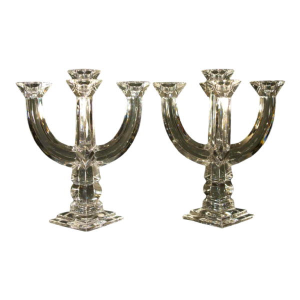 Paire de chandeliers / candélabres en cristal, ca 1960
