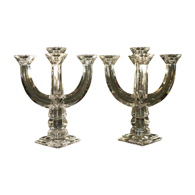 Paire de chandeliers / candélabres en cristal, ca 1960