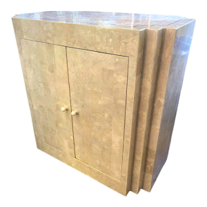 Jean-Claude Mahey, travertine & brass fillet Design furniture dresser, ca 1960