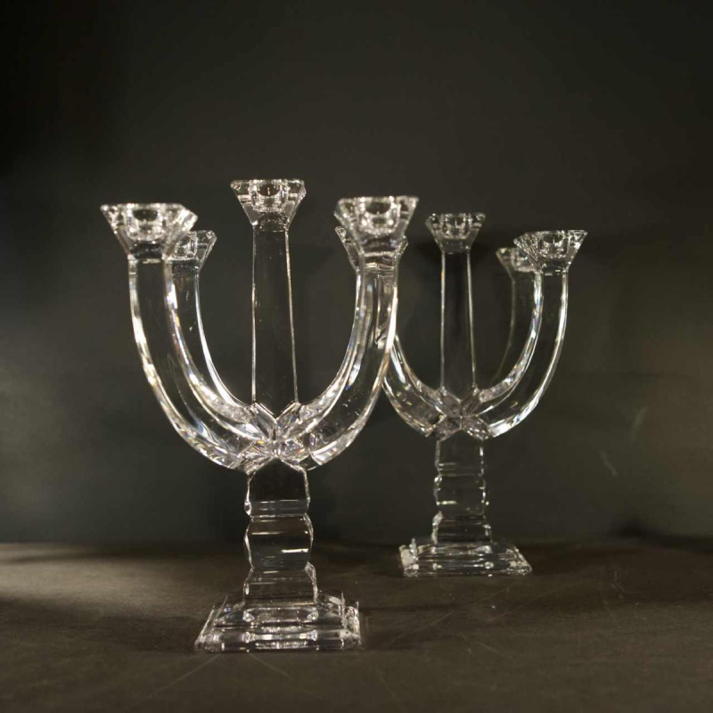 Paire de chandeliers / candélabres en cristal, ca 1960