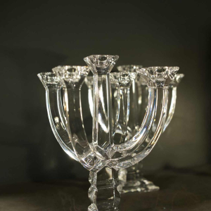 Paire de chandeliers / candélabres en cristal, ca 1960