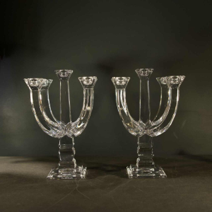 Paar kristallen kandelaars, ca 1960