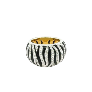 Roberto Coin, animal zebra ring, 18k white gold, black enamel