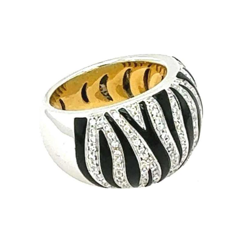 Roberto Coin, animal zebra ring, 18k white gold, black enamel