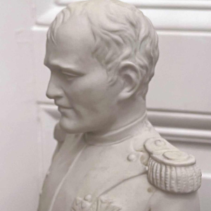 Napoleon Bonaparte, white biscuit porcelain statuette, 20th century