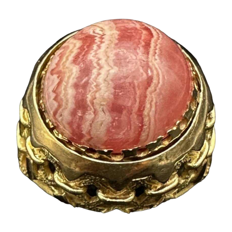 Bague à Système Rotatif Sertie d'Une Rhodochrosite
