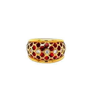Ring 18 ct yellow gold with diamonds