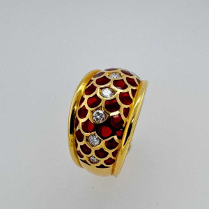 Ring 18 kt geelgoud met diamanten