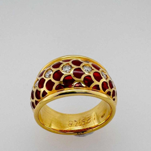 Ring 18 ct yellow gold with diamonds