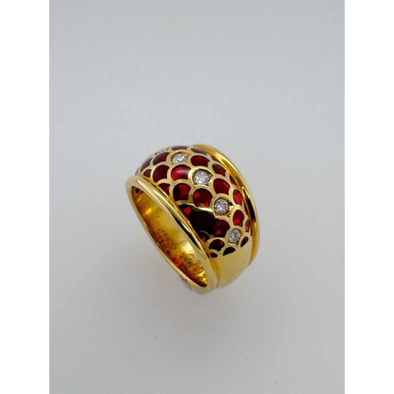 Ring 18 ct yellow gold with diamonds