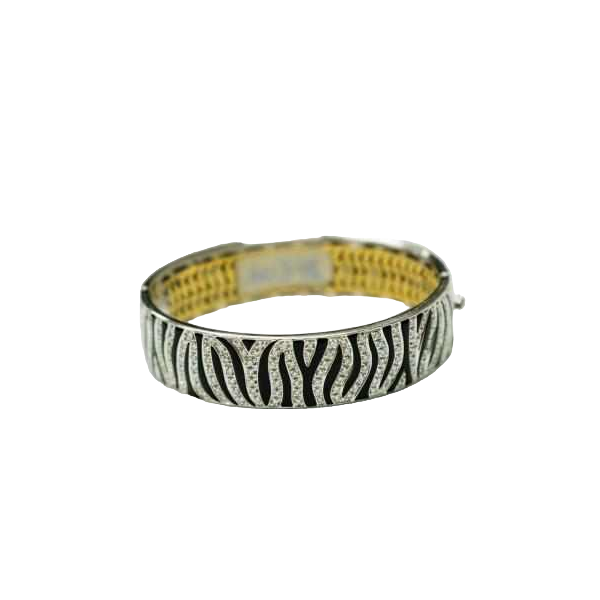 ROBERTO COIN, white gold, diamonds & black enamel bracelet