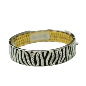 ROBERTO COIN, bracelet or blanc, diamants & émail noir