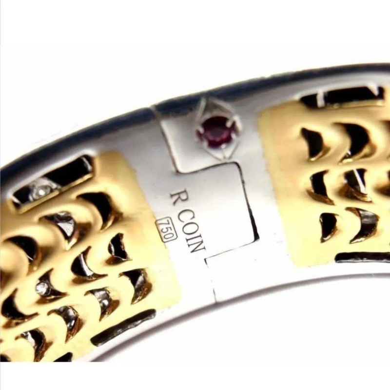 ROBERTO COIN, witgouden, diamanten & zwart email armband