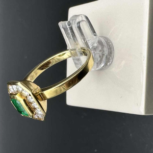 Vintage 18k yellow gold, emerald and diamond ring