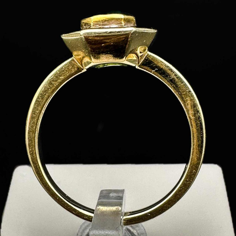 Bague vintage or jaune 18k, émeraude et diamants