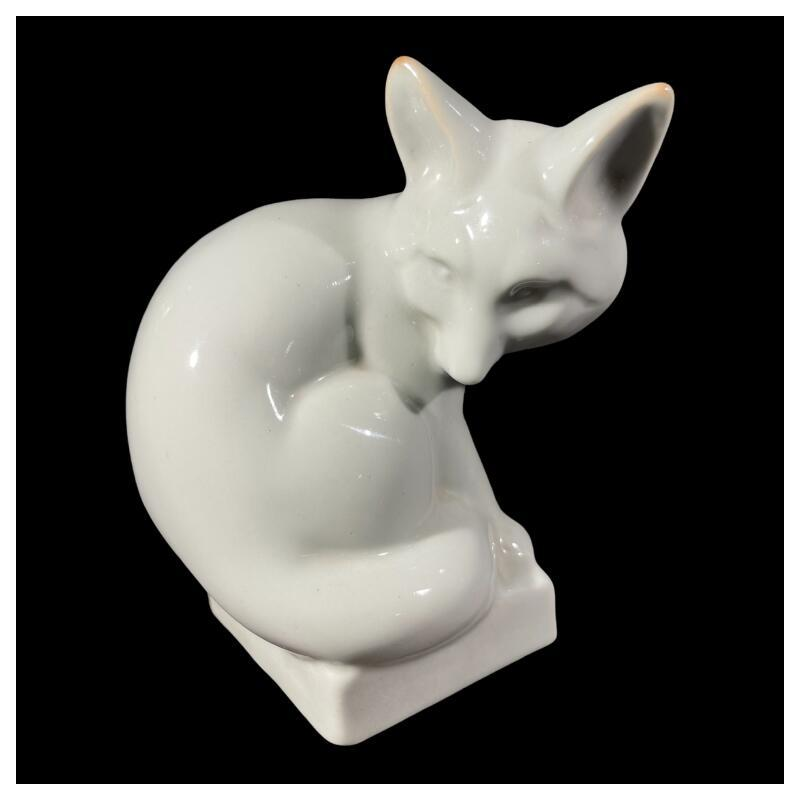 CERABEL Porcelaine Baudour, Sculpture AnimaliÃ¨re Art DÃ©co Fennec Renard, ca 1930