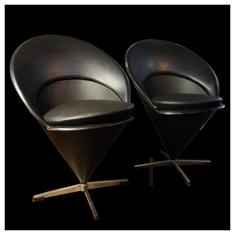 Verner Panton " Cone " paire de fauteuils / chaises, Ã©dition Vitra, 1958