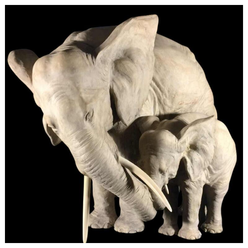 Cacciapuotti (attribué à) sculpture animalière " Eléphants " terre cuite