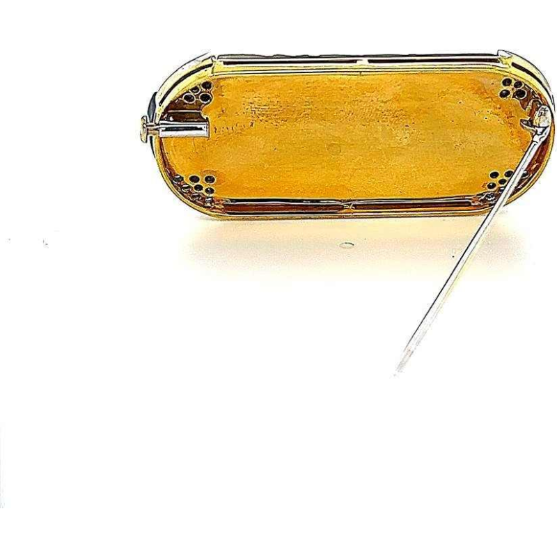 Broche Art Déco en or blanc avec onyx & cristal de roche