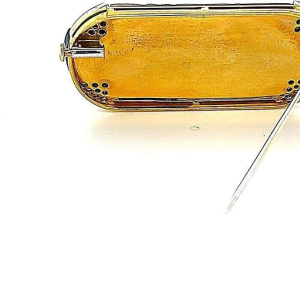 Art Deco witgoud broche met onyx & bergkristal