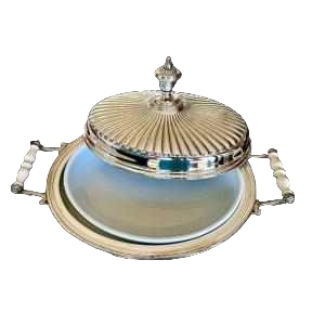 CESA collection GORDON, 800 silver risotto dish with ivory handles