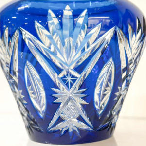 Val Saint-Lambert Pique-Fleurs cobalt blue, cut crystal vase, 20th c