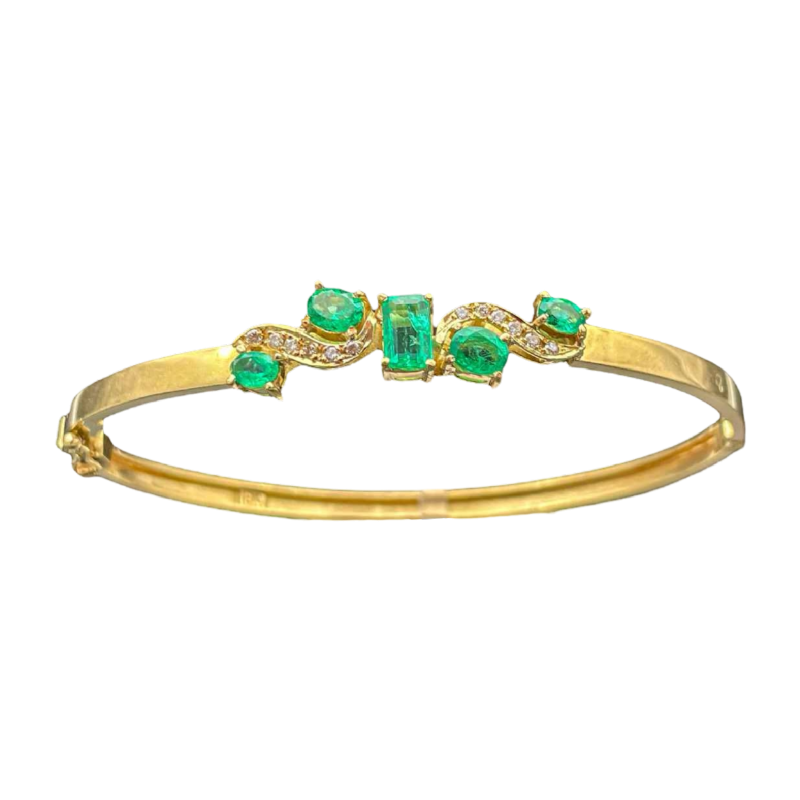 Bracelet émeraude marquise et diamants