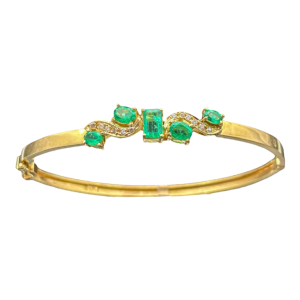 Bracelet émeraude marquise et diamants