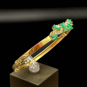 Bracelet émeraude marquise et diamants